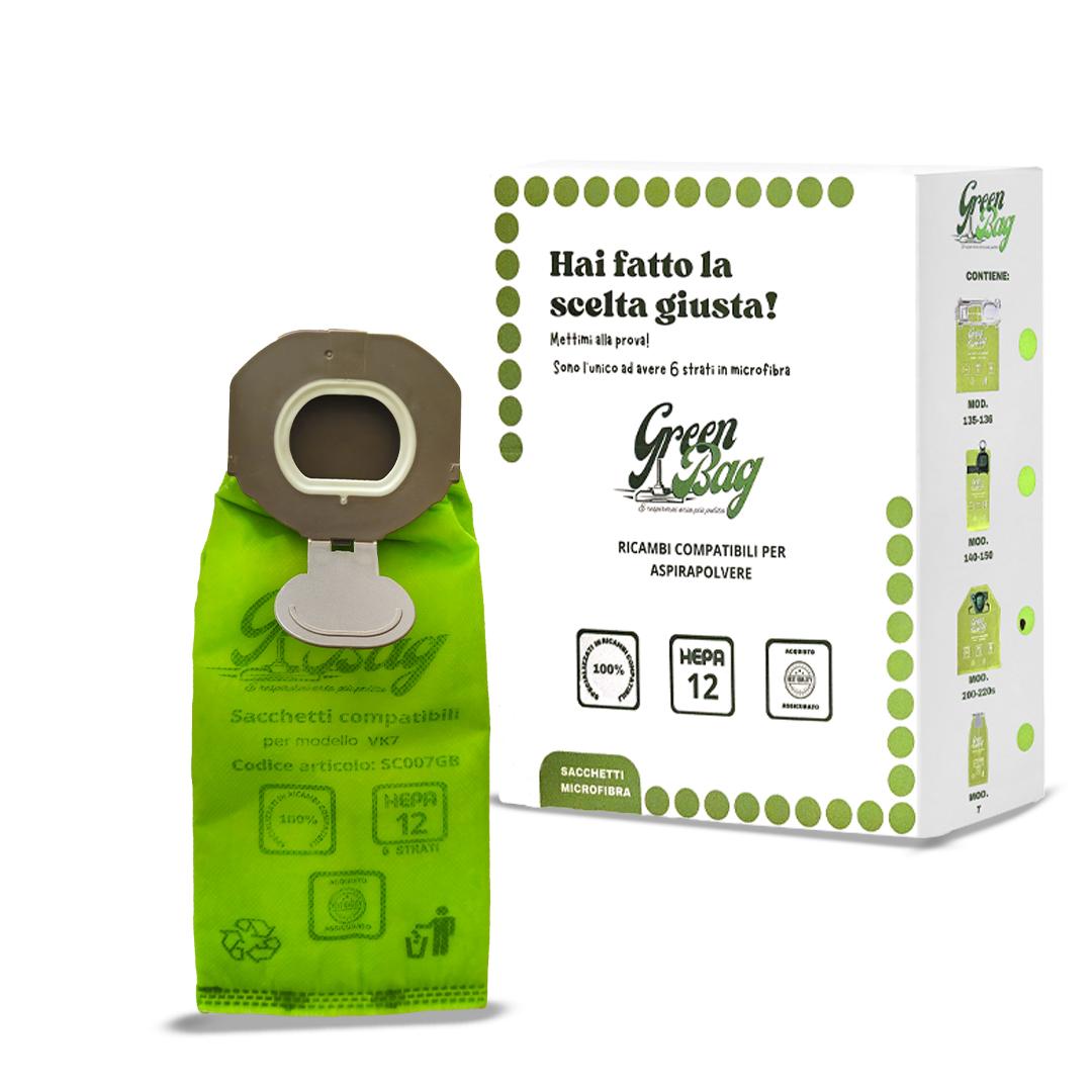 SACCHETTI GREEN BAG PER ASPIRAPOLVERE FOLLETTO VK 135 - 136 - 140 - 150 - 200 - 220S - VK 7