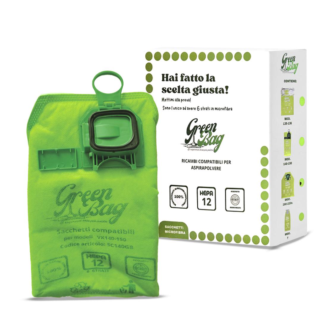 SACCHETTI GREEN BAG PER ASPIRAPOLVERE FOLLETTO VK 135 - 136 - 140 - 150 - 200 - 220S - VK 7