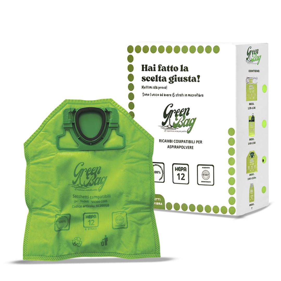 SACCHETTI GREEN BAG PER ASPIRAPOLVERE FOLLETTO VK 135 - 136 - 140 - 150 - 200 - 220S - VK 7