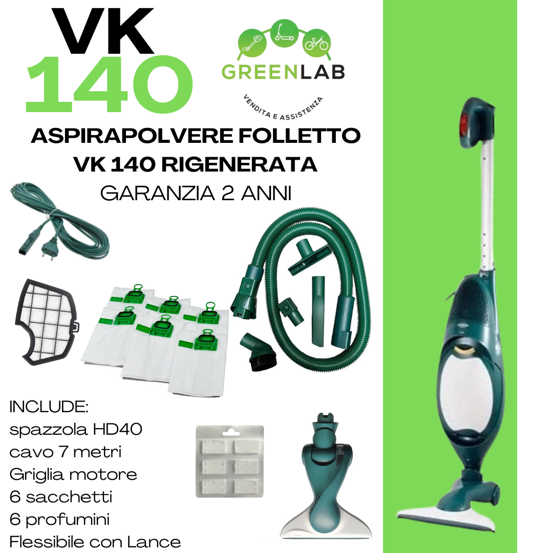 ASPIRAPOLVERE VORWERK FOLLETTO VK140 RIGENERATA con Flessibile