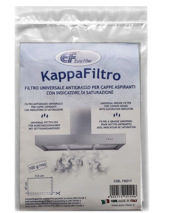 FILTRO ANTIGRASSO 47 X 114 CM COMPATIBILE CAPPA