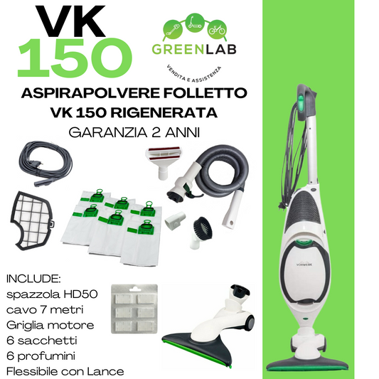 ASPIRAPOLVERE VORWERK FOLLETTO VK150 RIGENERATA con Flessibile